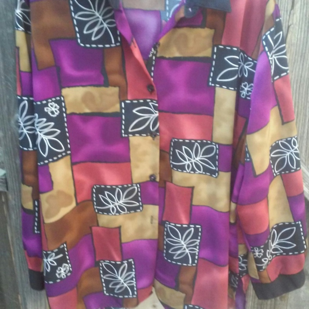 CALICHE Long Sleeved Tunic Top Multi colored 22W